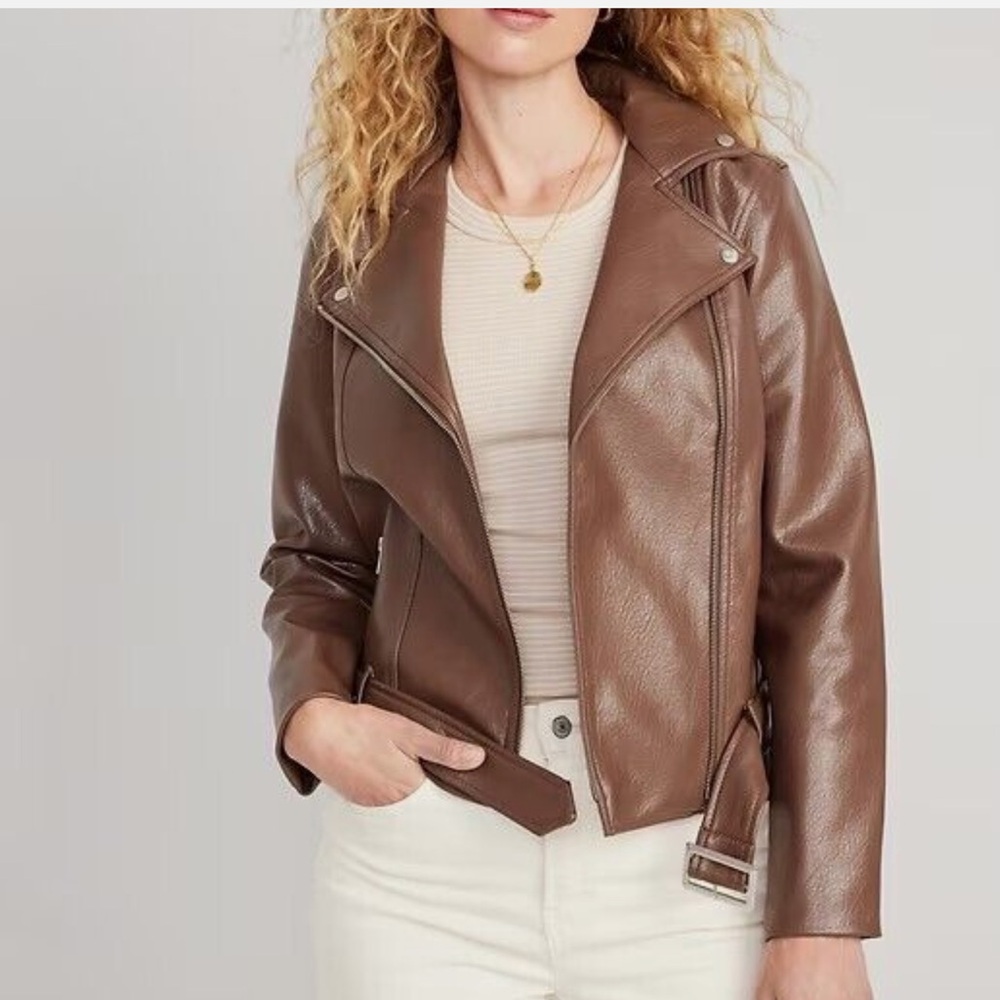 Brown Faux Leather Moto Jacket | Quiet Luxury Espresso Biker Jacket